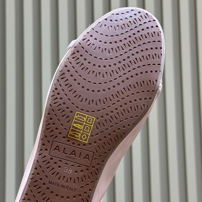 ALAIA 26S FLAT LOAFERS IN LIGHT PINK GLOSSY LAMBSKIN