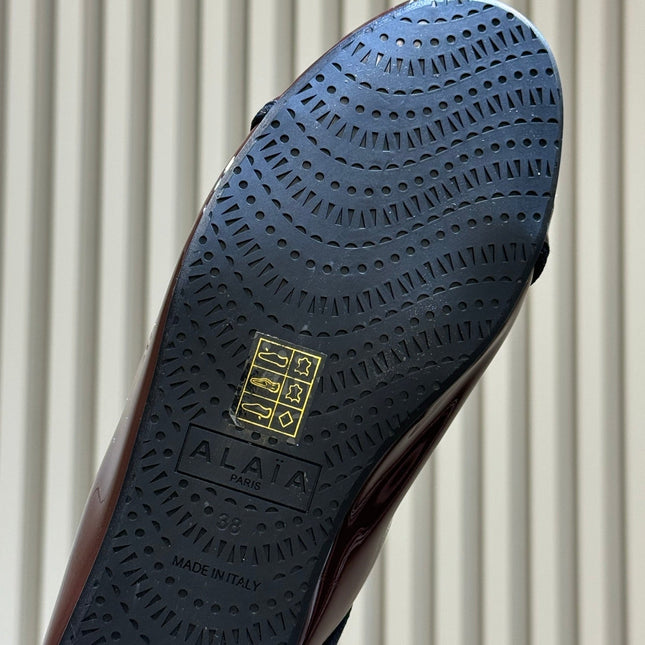 ALAIA 26S FLAT LOAFERS IN BROWN GLOSSY LAMBSKIN