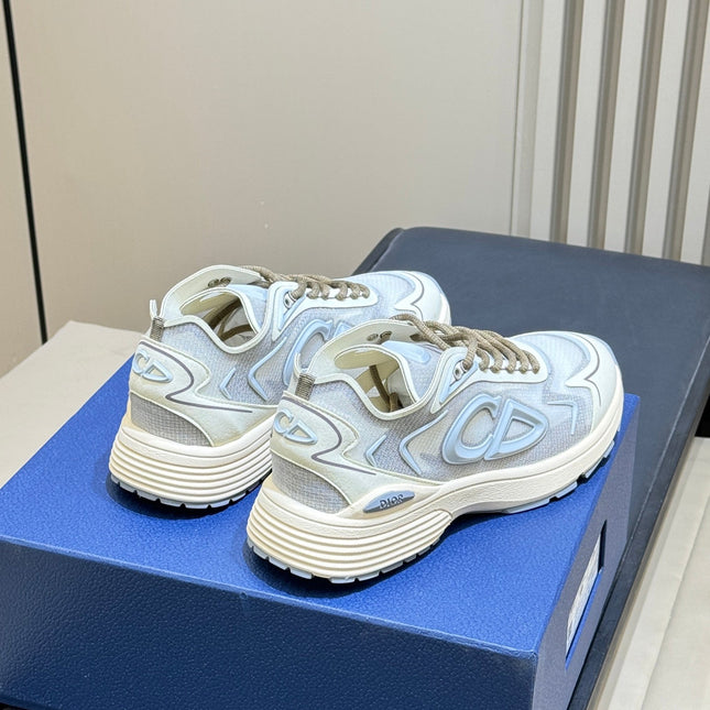 DIOR 26S B30 COUNTDOWN TECH SNEAKER IN GRAY AND LIGHT BLUE TECHNICAL FABRIC AND SUEDE