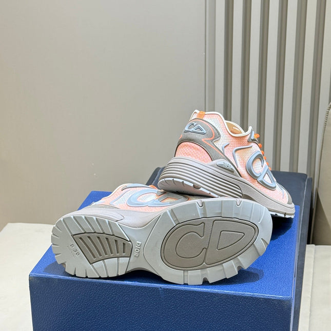 DIOR 26S B30 COUNTDOWN TECH SNEAKER IN GRAY AND ORANGE TECHNICAL FABRIC AND SUEDE
