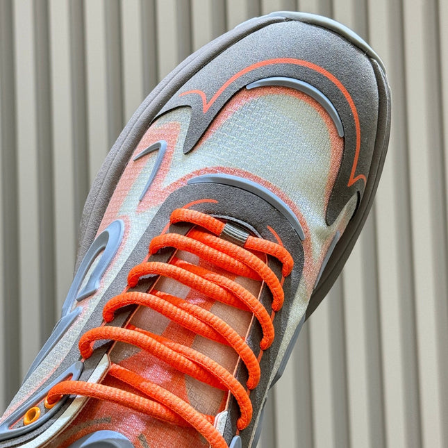 DIOR 26S B30 COUNTDOWN TECH SNEAKER IN GRAY AND ORANGE TECHNICAL FABRIC AND SUEDE