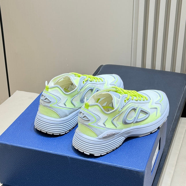 DIOR 26S B30 COUNTDOWN TECH SNEAKER IN GRAY AND GREEN TECHNICAL FABRIC AND SUEDE