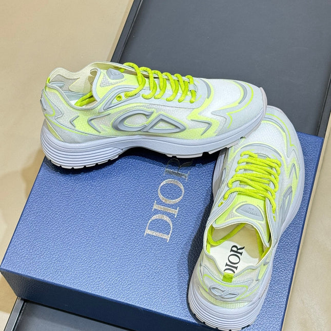 DIOR 26S B30 COUNTDOWN TECH SNEAKER IN GRAY AND GREEN TECHNICAL FABRIC AND SUEDE