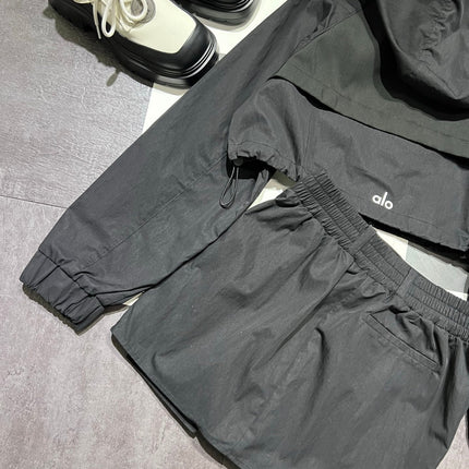 ALO 26S HOODED CROPPED JACKET & SHORTS SET 275