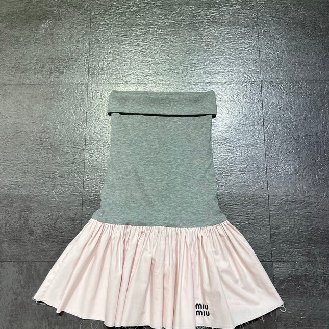 MIUMIU 26S STRAPLESS DROP WAIST MINI DRESS 1207