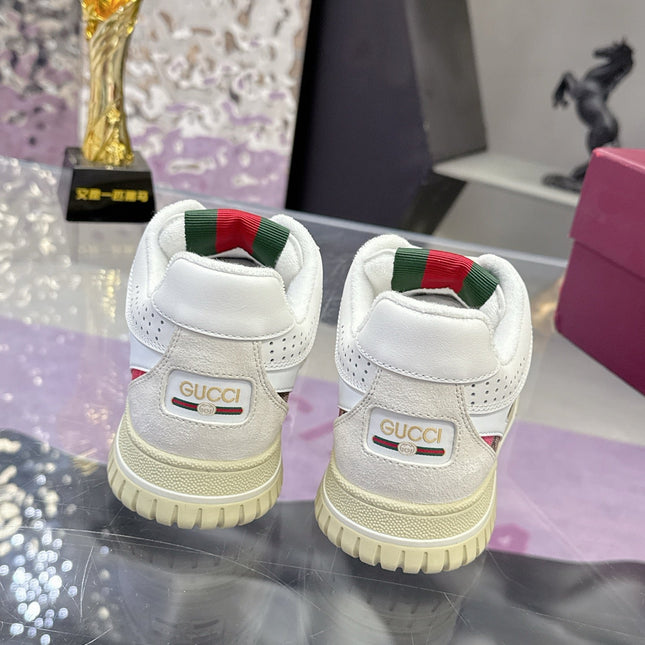 GUCCI 26S SNEAKER IN WHITE AND RED CALFSKIN