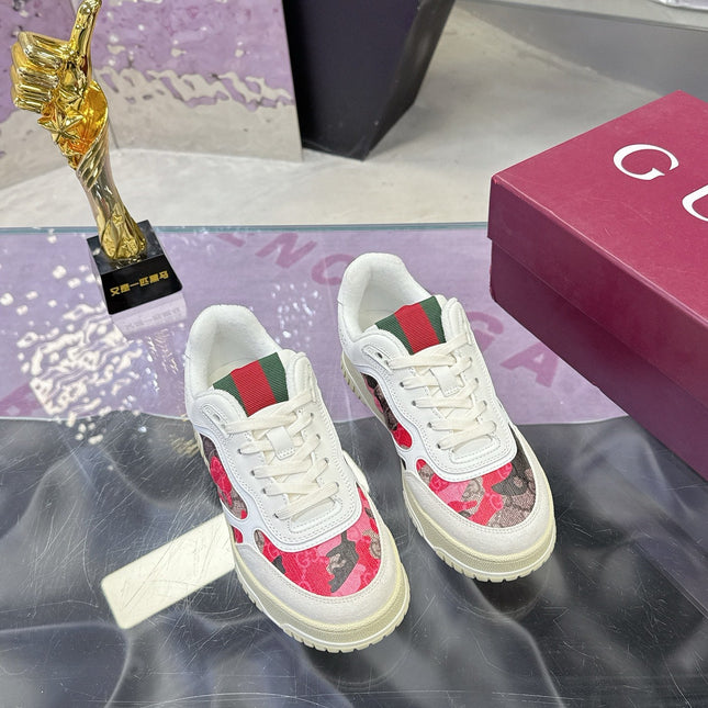 GUCCI 26S SNEAKER IN WHITE AND RED CALFSKIN