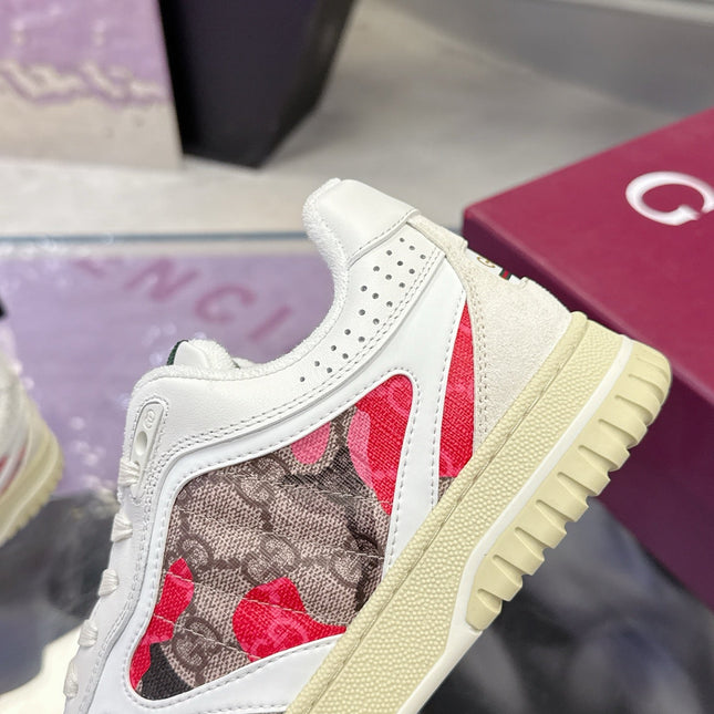 GUCCI 26S SNEAKER IN WHITE AND RED CALFSKIN
