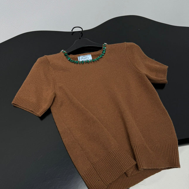 PRADA 25S BEADED CREW NECK SWEATER 314