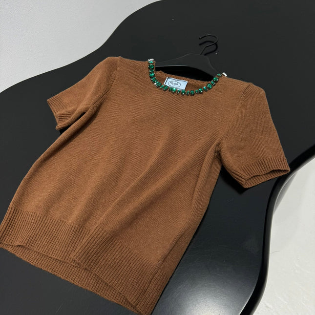 PRADA 25S BEADED CREW NECK SWEATER 314
