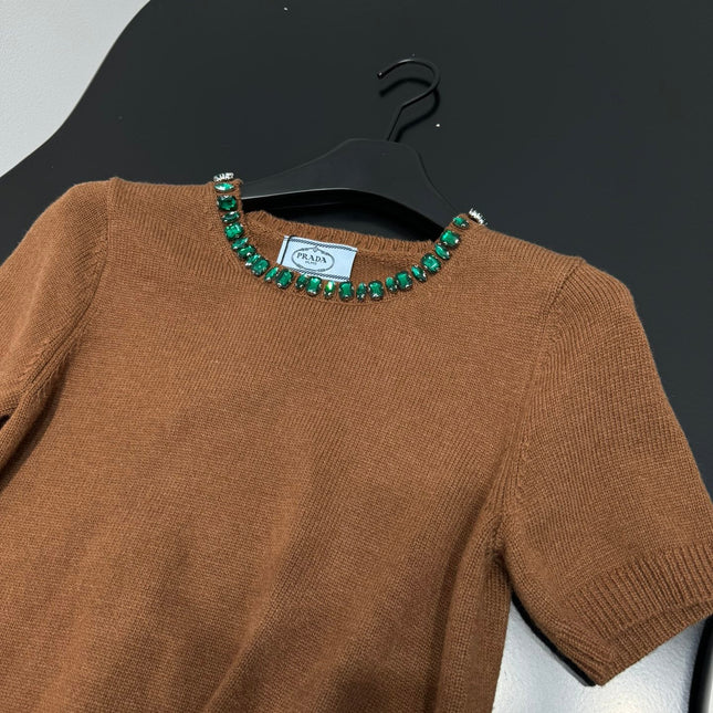 PRADA 25S BEADED CREW NECK SWEATER 314