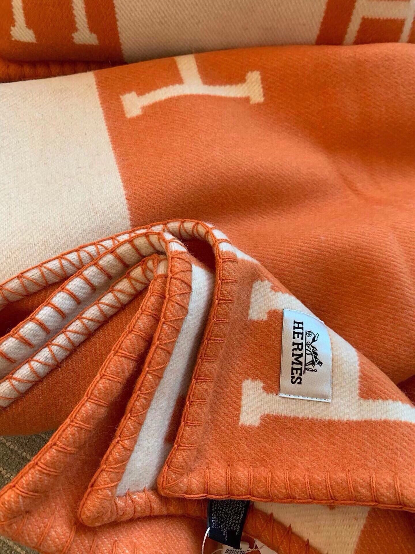 TIGRE BAYADERE BLANAVALON III THROW BLANKET IN SPANISH ORANGE CASHMERE 407145