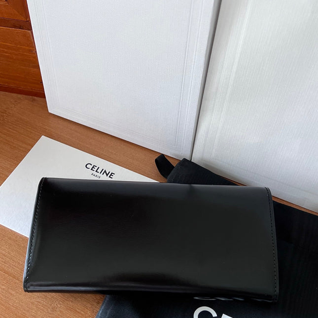 TRIOMPHE WALLET 19 IN BLACK CALFSKIN GOLD HARDWARE