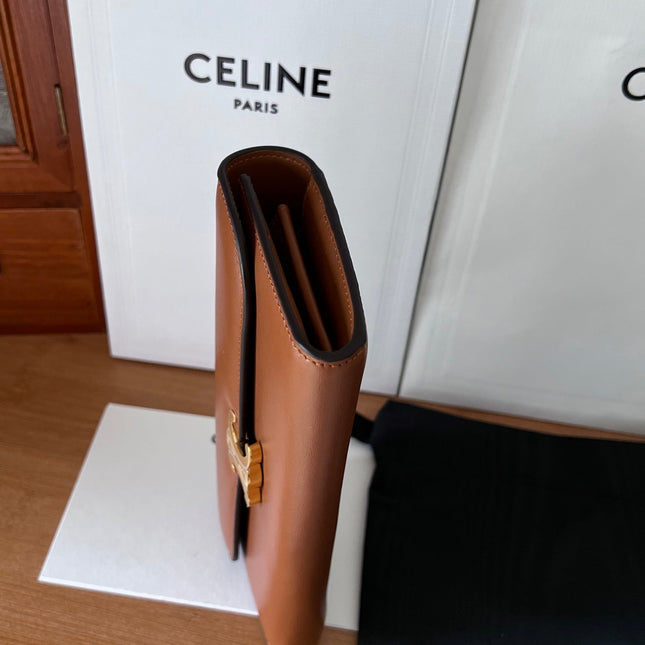 TRIOMPHE WALLET 19 IN BROWN CALFSKIN GOLD HARDWARE