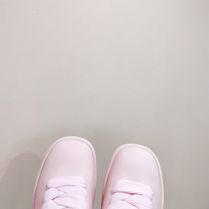 BURBERRY 26S LACE UP SNEAKERS IN LIGHT PINK CALFSKIN