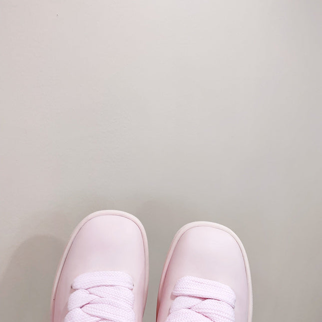 BURBERRY 26S LACE UP SNEAKERS IN LIGHT PINK CALFSKIN