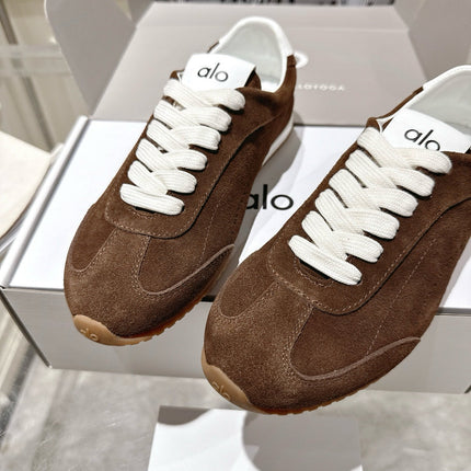 ALO 25S SUNSET SNEAKER IN DARK BROWN SUEDE
