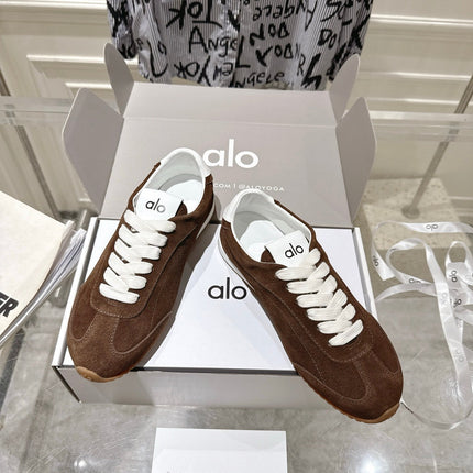 ALO 25S SUNSET SNEAKER IN DARK BROWN SUEDE