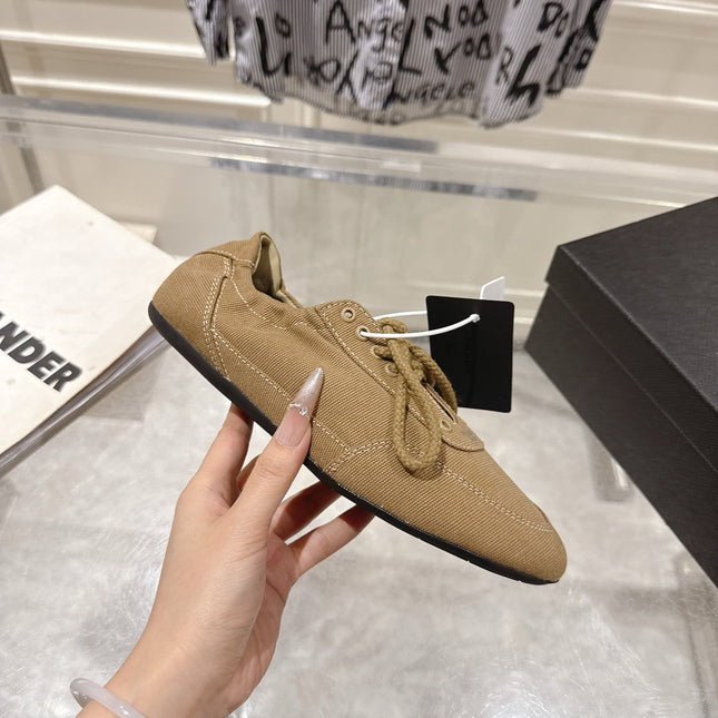 PRADA 26S COLLAPSE SNEAKERS IN BROWN CANVAS