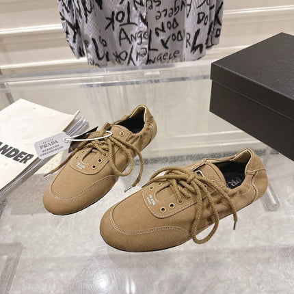 PRADA 26S COLLAPSE SNEAKERS IN BROWN CANVAS