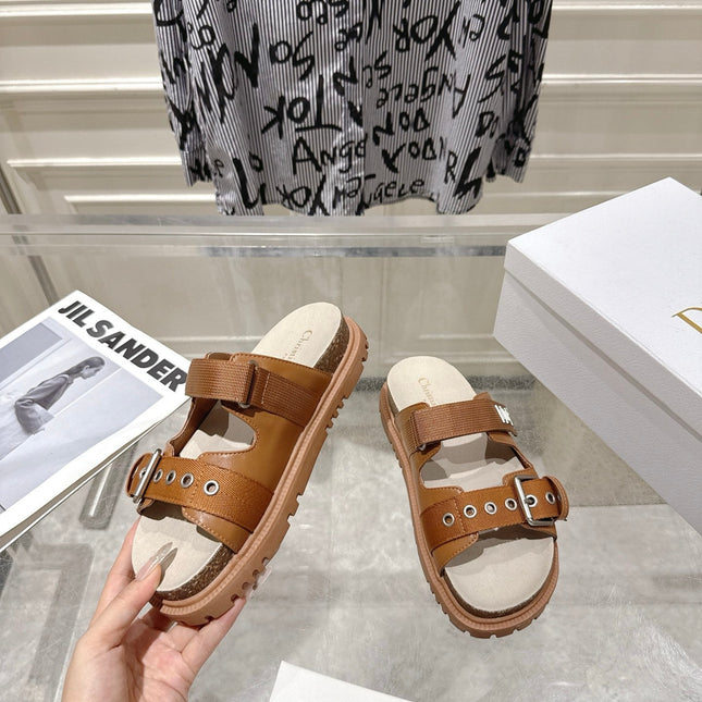 DIOR 26S SLIDES IN BROWN CANVAS