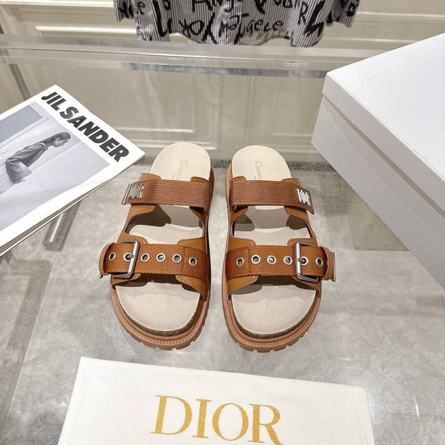 DIOR 26S SLIDES IN BROWN CANVAS