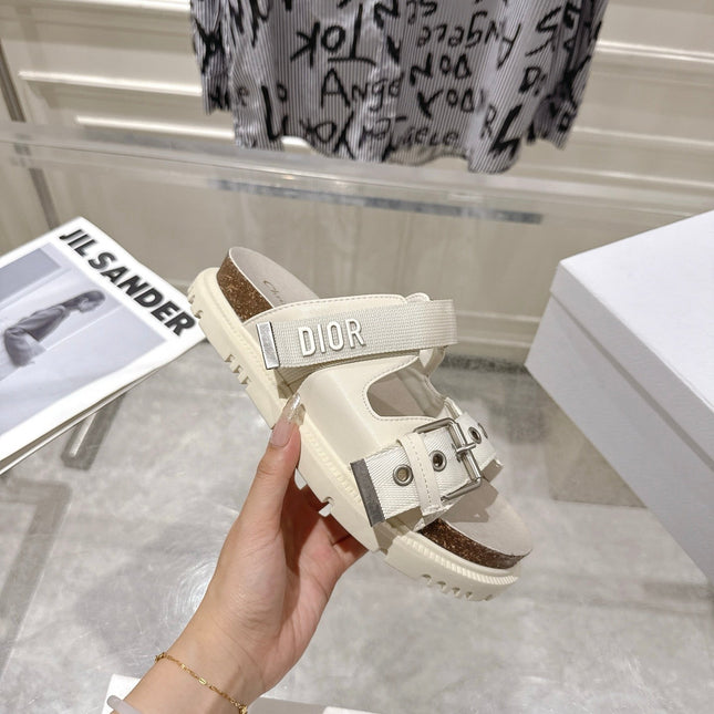 DIOR 26S SLIDES IN OFF WHITE CANVAS