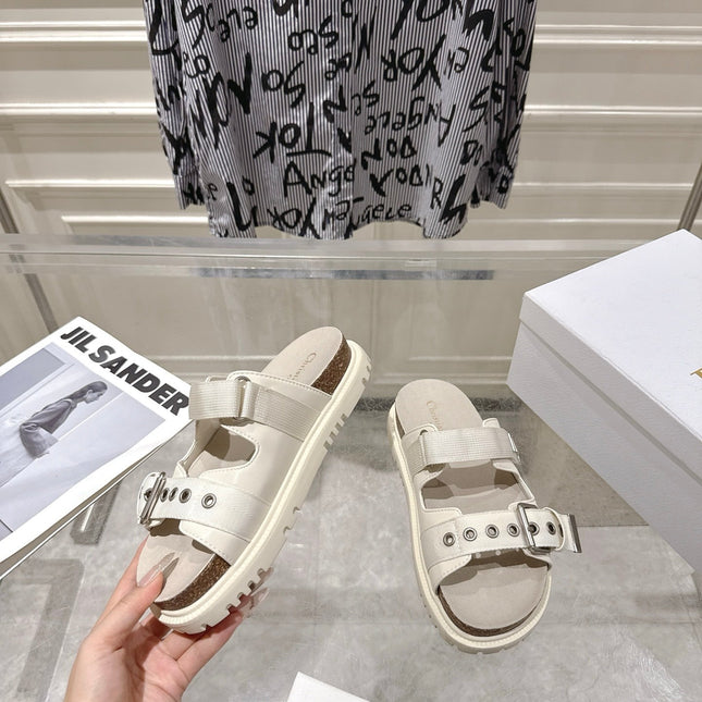 DIOR 26S SLIDES IN OFF WHITE CANVAS