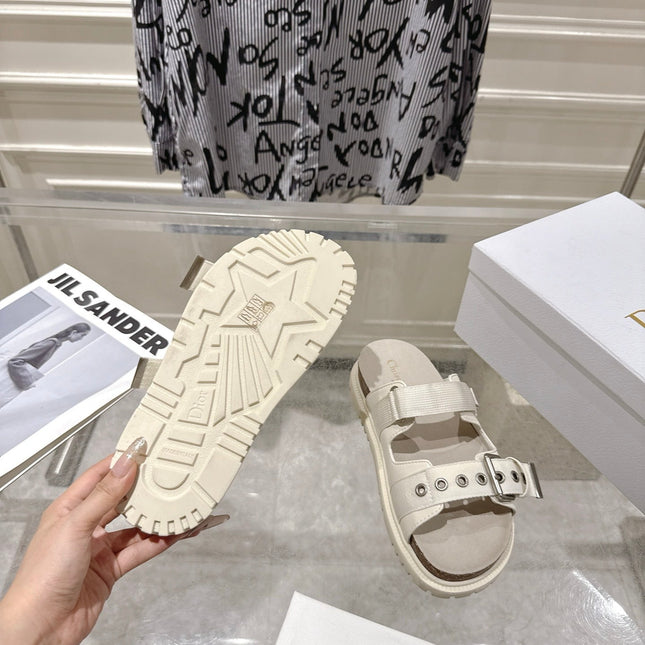 DIOR 26S SLIDES IN OFF WHITE CANVAS