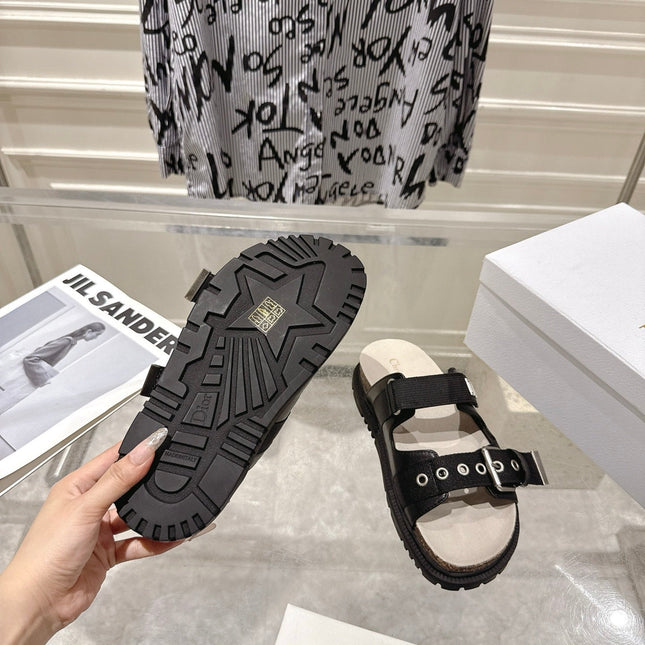 DIOR 26S SLIDES IN BLACK CANVAS