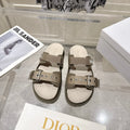 DIOR 26S SLIDES IN KHAKI CANVAS