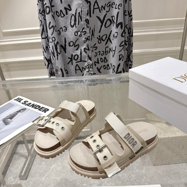 DIOR 26S SLIDES IN BEIGE CANVAS
