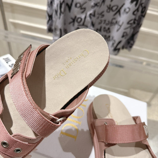 DIOR 26S SLIDES IN NUDE PINK CANVAS