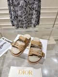 DIOR 26S SLIDES IN CAMEL BEIGE CANVAS