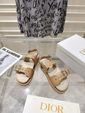 DIOR 26S BUCKLE SANDALS IN CAMEL BEIGE CANVAS