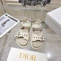 DIOR 26S BUCKLE SANDALS IN OFF WHITE CANVAS