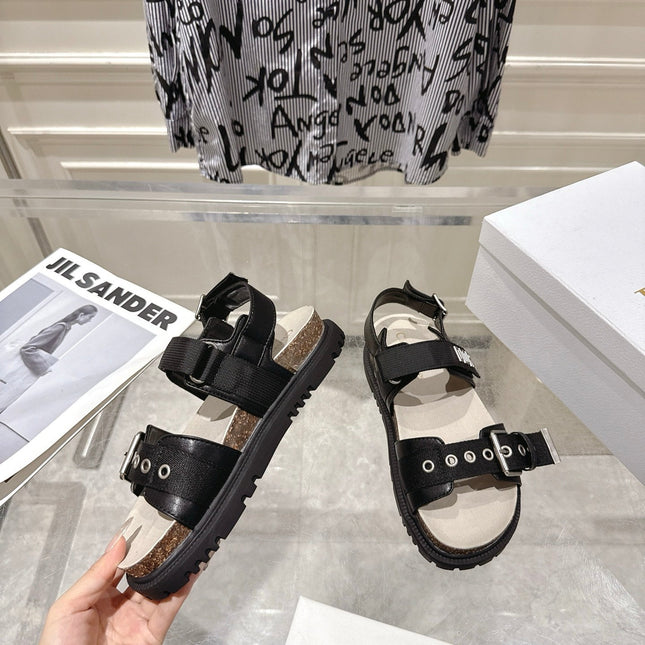 DIOR 26S BUCKLE SANDALS IN BLACK CANVAS