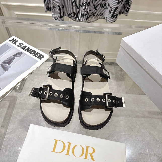 DIOR 26S BUCKLE SANDALS IN BLACK CANVAS