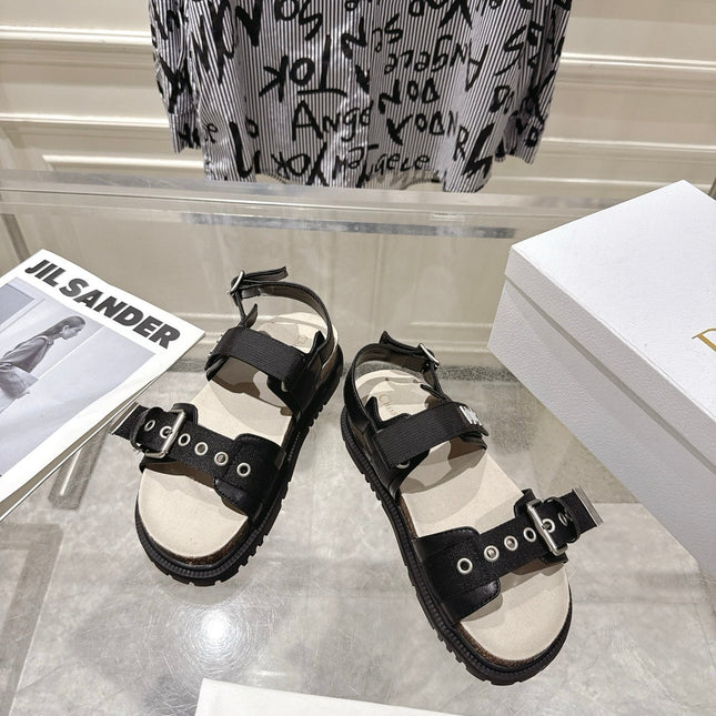 DIOR 26S BUCKLE SANDALS IN BLACK CANVAS