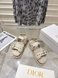DIOR 26S BUCKLE SANDALS IN BEIGE CANVAS