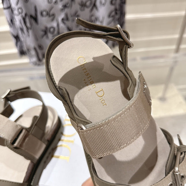 DIOR 26S BUCKLE SANDALS IN KHAKI CANVAS
