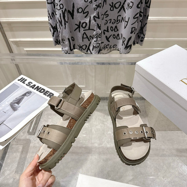 DIOR 26S BUCKLE SANDALS IN KHAKI CANVAS