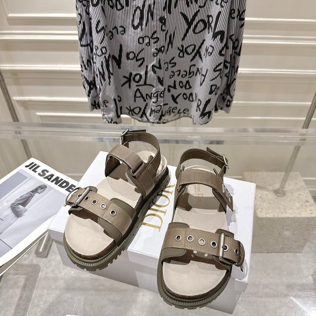 DIOR 26S BUCKLE SANDALS IN KHAKI CANVAS