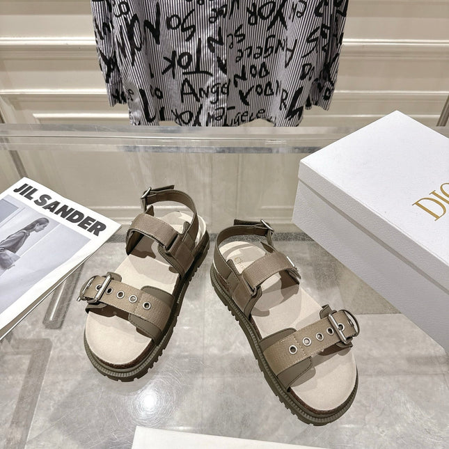 DIOR 26S BUCKLE SANDALS IN KHAKI CANVAS