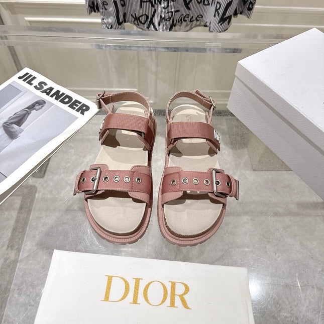 DIOR 26S BUCKLE SANDALS IN NUDE PINK CANVAS