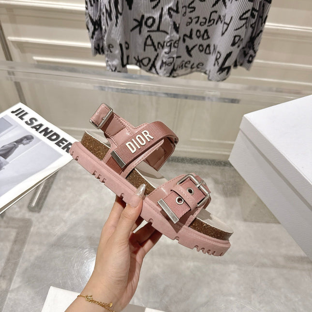 DIOR 26S BUCKLE SANDALS IN NUDE PINK CANVAS