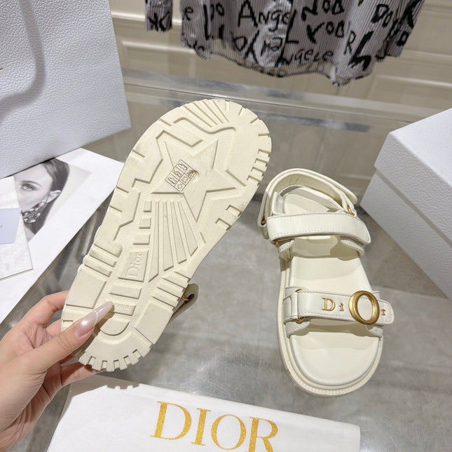 DIOR 26S VELCRO SANDALS IN OFF WHITE CALFSKIN