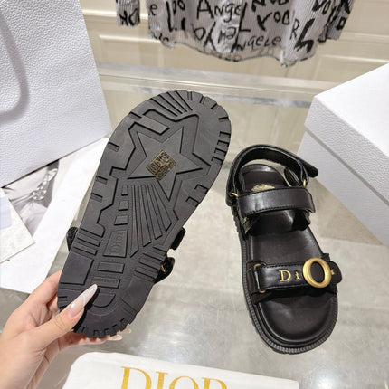 DIOR 26S VELCRO SANDALS IN BLACK CALFSKIN