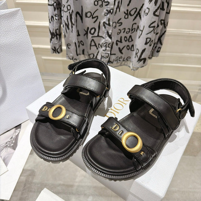 DIOR 26S VELCRO SANDALS IN BLACK CALFSKIN