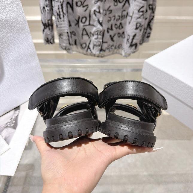 DIOR 26S VELCRO SANDALS IN BLACK CALFSKIN